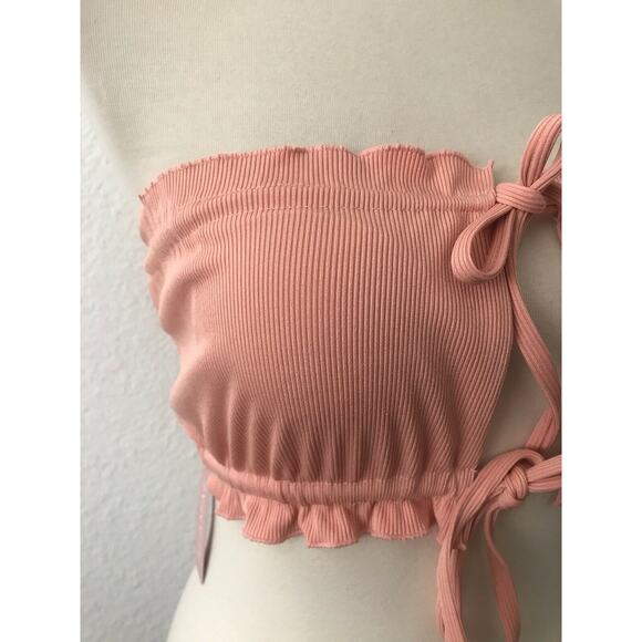 Alamae Campari Swimwear Strapless Bandeau Bikini Top Ruffled Swim - Picture 3 of 5